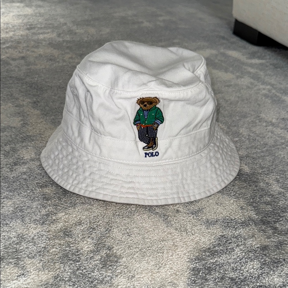 Polo White Bucket Hat With Bear Patch - image 1